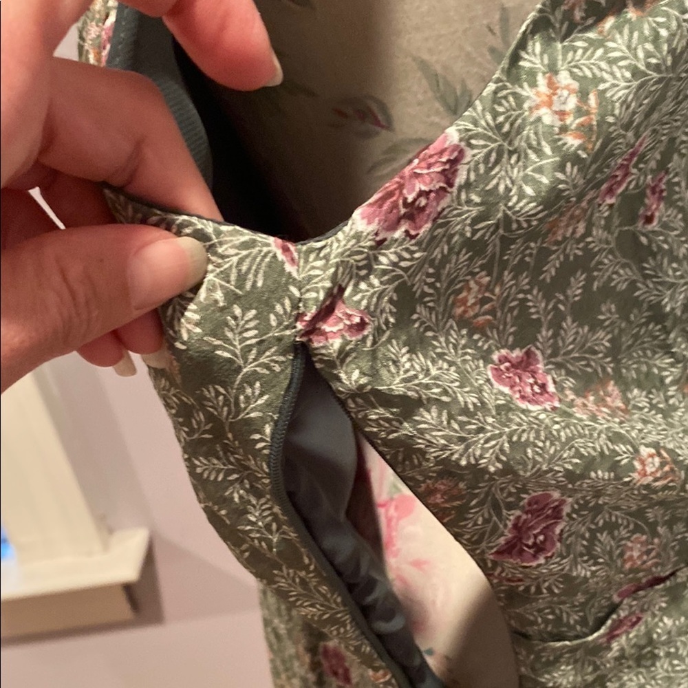 Green High Low Wrap Sundress with Plunge Neckline - Picture 7 of 11